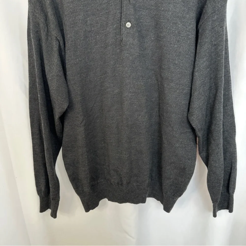 Bridges Sweater Mens XL 100% Fine Merino Wool‎ Made In Italy Collared Black